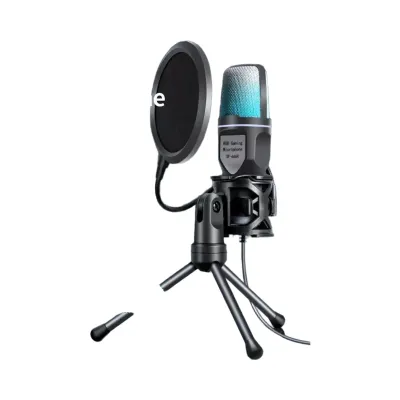 Microphone condensateur professionnel USB avec support et filtre anti-pop