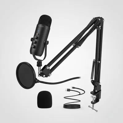 Haomuren-Kit de microphone professionnel à condensateur cardioïde, USB, pour studio, podcast, avec HONArm, pour prometteur statique