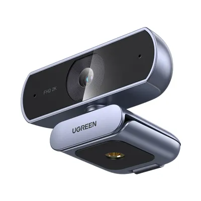 UGREEN 2K Full HD USB webcam with microphone and adjustable field of view, auto light correction for streaming