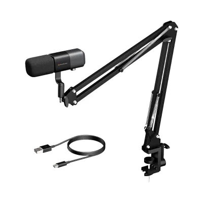 Microphone condensateur NearStream USB/XLR avec bras boom et câble pour streaming et podcast
