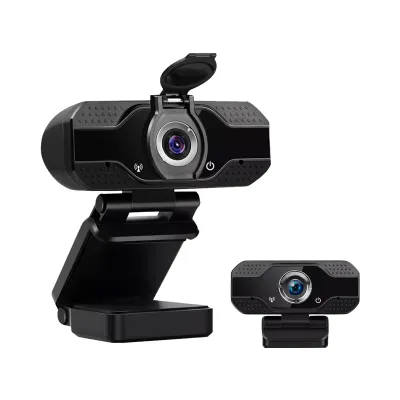 Webcam Mini 1080P Full HD USB avec Micro à Réduction de Bruit polyvalente et performante Webcam Mini 1080P Full HD USB avec Micro à Réduction de Bruit sur fond blanc