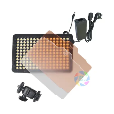 Camera HD 176 LED Video Light Lamp 11W 1320LM Bi-Color Dimmable by SETTO Camera HD 176 LED Video Light Lamp with 11W power, 1320LM brightness, bi-color dimmable feature and accessories