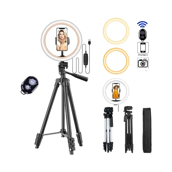 Ring Light Photo avec Trépied et Télécommande GJUELIRRA pour smartphone avec anneau lumineux et télécommande sans fil