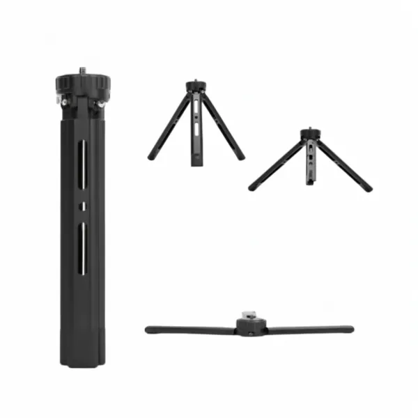 Mini trépied aluminium ERIKOLE - Trépied de table pour caméra vues multiples Mini trépied aluminium ERIKOLE vues multiples ouvert et fermé