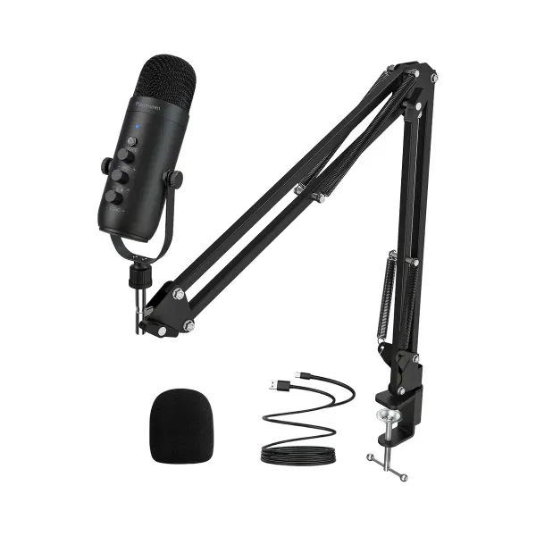 Haomuren microphone professionnel cardioïde USB avec bras HONArm pour studio et podcast Haomuren kit de microphone professionnel à condensateur cardioïde USB avec bras HONArm pour studio et podcast