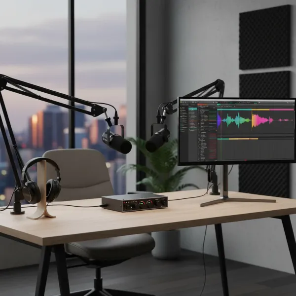 Microphone dynamique FDUCE SL40X/SL40 avec équipement audio en studio d'enregistrement moderne