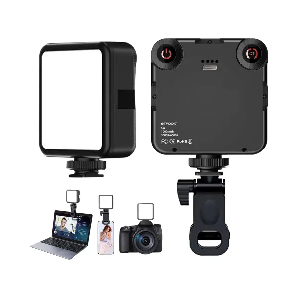 LED Video Light Portable BAODELI 3300K-5600K lampe bi-color on-camera vue avant et arrière