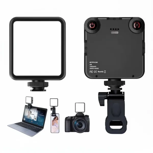 Lampe LED vidéo portable BAODELI 3300K-5600K Bi-color montée sur ordinateur portable, smartphone et appareil photo