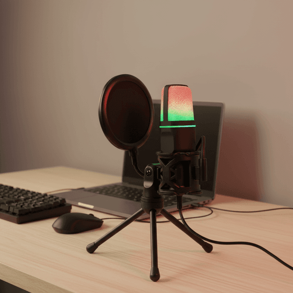 Microphone USB à condensateur RVB, fil de réduction de bruit, micro de jeu pour podcast, studio statique, streaming, ordinateur portable, ordinateur de bureau - Image 2