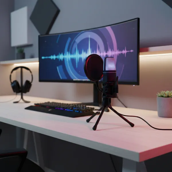 Microphone USB à condensateur RVB pour podcast, streaming et studio Microphone USB à condensateur RVB avec filtre anti-pop et réduction de bruit sur bureau de streaming