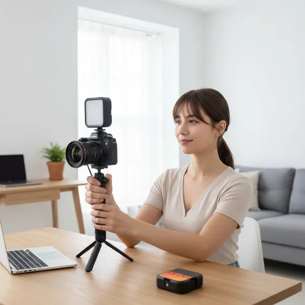 Luminaire LED vidéo portable NVPONE 3000K-7000K mini rechargeable sur appareil photo