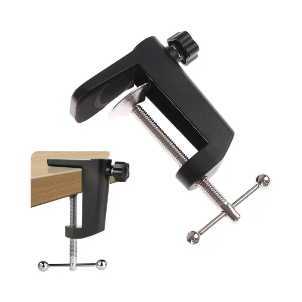 Pince C de fixation bureau noire pour bras micro et lampe MovingMic