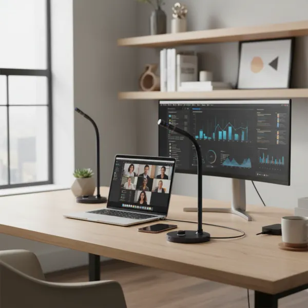 Microphone USB UGREEN pour streaming, podcasting, gaming sur Mac et Windows Microphone USB UGREEN pour ordinateur de bureau noir avec un bras flexible