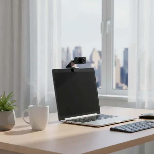 Webcam 1080P Full HD dtvane avec LED et Microphone montée sur un ordinateur portable