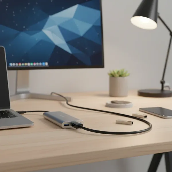 Câble extension USB 3.0 mâle vers femelle Fengkuabao connecté sur un hub USB