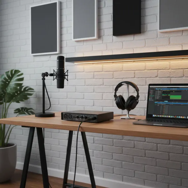 Câble XLR 3 broches mâle vers femelle SZBRYUAN connecté à une interface audio sur une table de studio