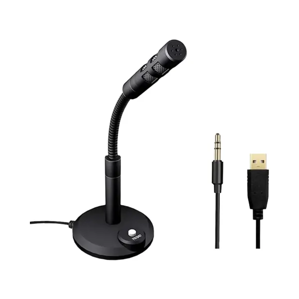 Microphone USB PC pour streaming, podcasting et jeux compatible Mac et Windows Microphone USB pour ordinateur de bureau avec base ronde et câble USB et jack audio
