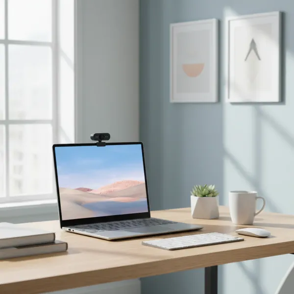 Webcam USB HD 1080P COOLMOON avec micro et autofocus sur un ordinateur portable