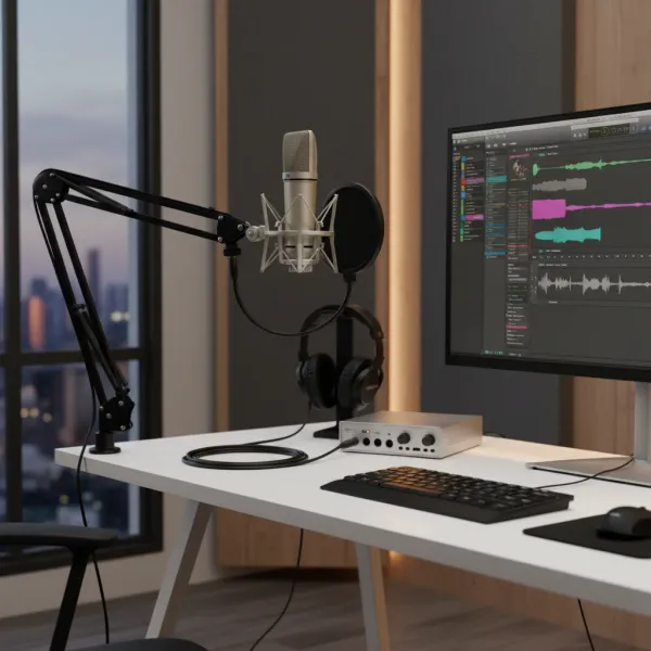 LEUS U87 AI XLR Microphone Condensateur Cardioïde - Qualité Studio Professionnel Microphone LEUS U87 AI XLR condensateur cardioïde monté sur bras articulé en studio d'enregistrement