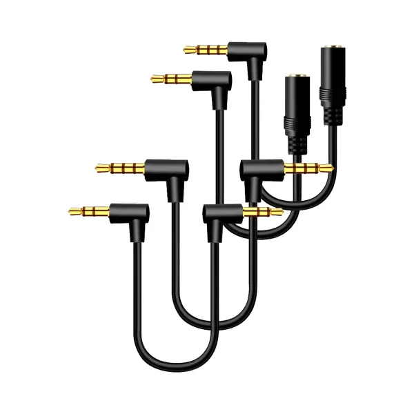 Câble audio 3,5 mm avec connecteurs jack angle droit TRS et TRRS mâle à mâle