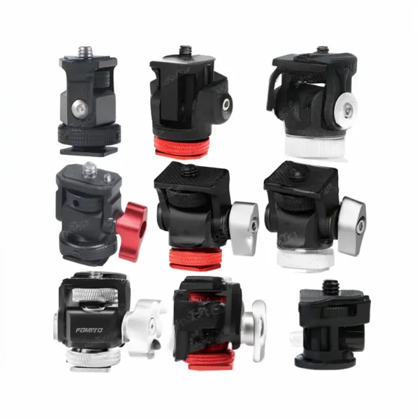 Cold Shoe Monitor Mount Bracket QR Plate Universal side and front views