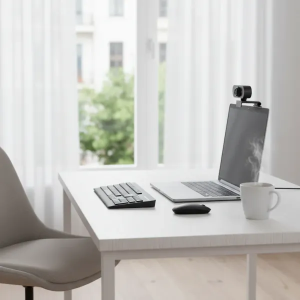 Webcam USB HD 1080P/2K avec Micro et Autofocus montée sur un ordinateur portable