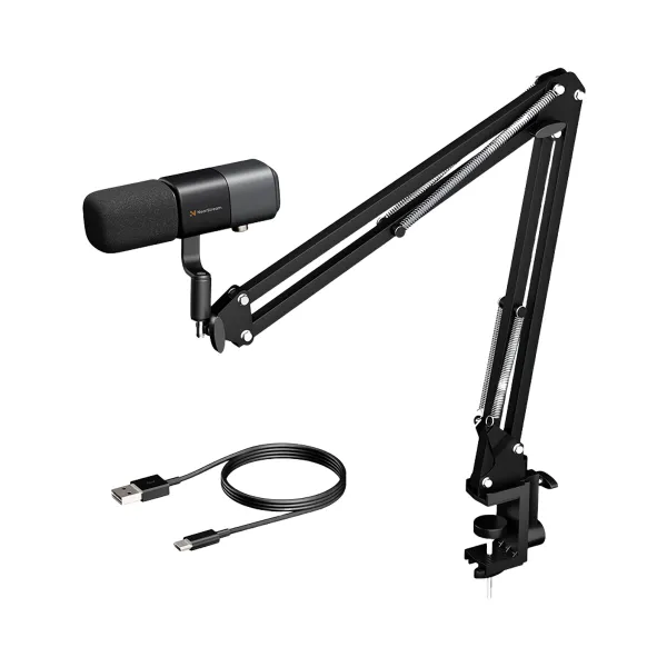 NearStream Microphone Condensateur USB/XLR avec Bras Boom - Kit Streaming & Podcast Microphone condensateur NearStream USB/XLR avec bras boom et câble pour streaming et podcast