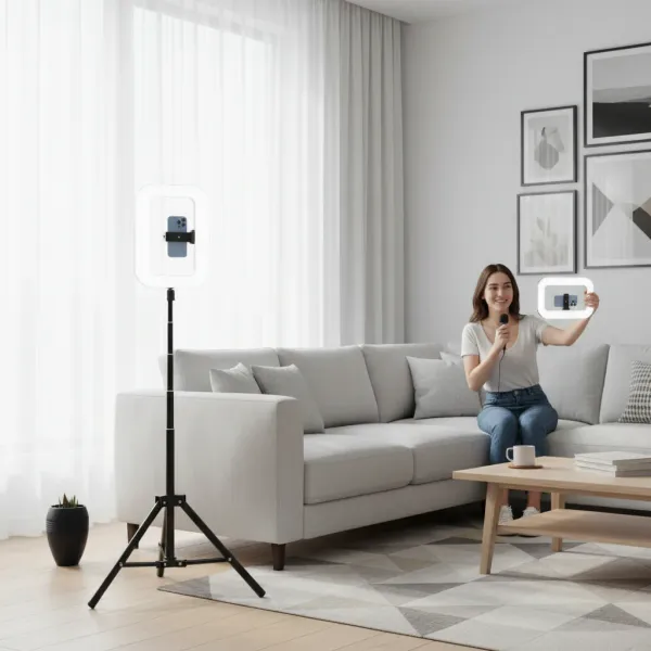 Anneau LED portable rechargeable 20W LEAFILLIGHT Y200 bi-color avec support et usage à main