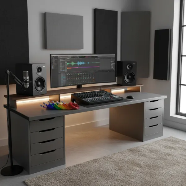 Câble XLR coloré Nephy 3, 5, 10 mètres avec blindage OFC en connexion male-female sur bureau audio