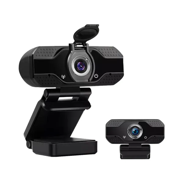 Webcam Mini 1080P Full HD USB avec Micro à Réduction de Bruit sur fond blanc