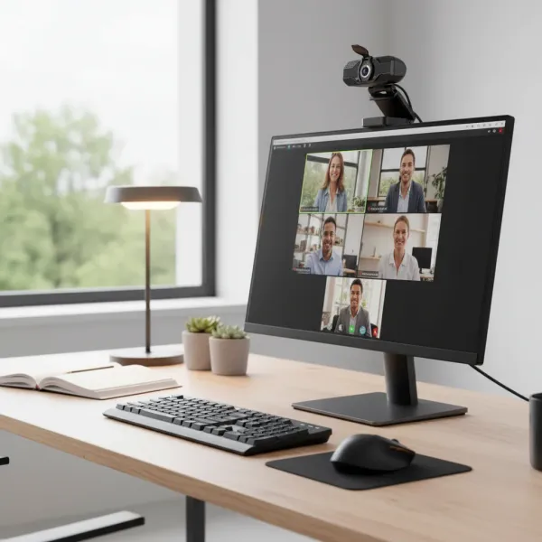 Webcam Mini 1080P Full HD USB avec Micro à Réduction de Bruit sur écran d'ordinateur