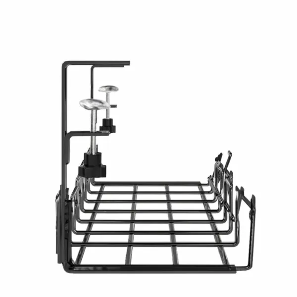 Organisateur de câbles sous bureau en métal noir sans perçage