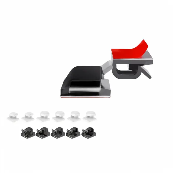 50 clips adhésifs transparents organisateurs de câbles en acrylique avec autocollant rouge