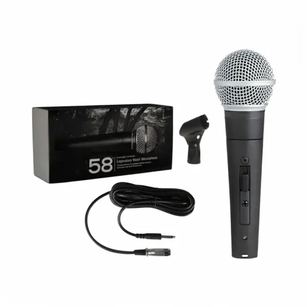 Microphone dynamique cardioïde filaire TisNite Good Handheld 58 - Son clair et professionnel Microphone dynamique cardioïde filaire TisNite Good Handheld 58 avec câble et support