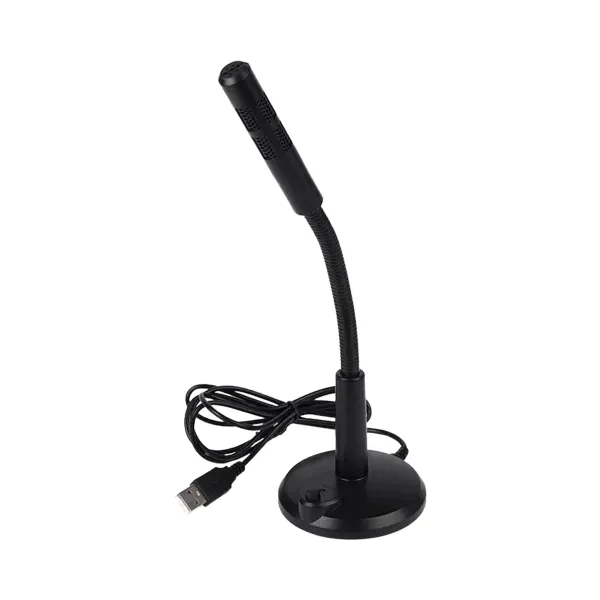 Microphone d'enregistrement USB pour chat vocal, streaming, jeu et studio Microphone USB noir avec pied flexible pour chat vocal, ordinateur portable et streaming