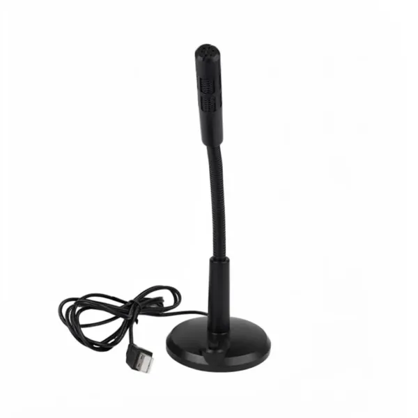 Microphone USB flexible pour chat vocal, streaming et chant sur ordinateur Microphone USB flexible avec socle noir pour enregistrement vocal sur ordinateur