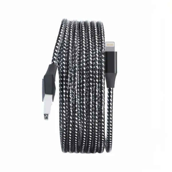 Câble USB-A vers Lightning LAIHONEN de 1 mètre avec charge rapide 12W, câble noir tressé