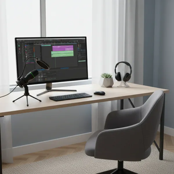 Microphone à Condensateur USB AyeBeau Kit RGB Streaming - Qualité Pro pour Streaming et Enregistrement Microphone à condensateur USB AyeBeau avec filtre anti-pop et support sur bureau de streaming