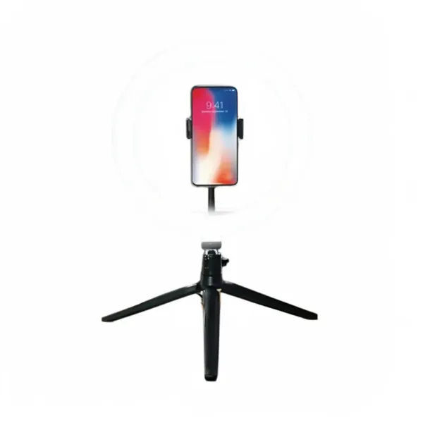 Anneau LED 26cm avec trépied et support smartphone, lumière dimmable 10 pouces pour selfies et streaming