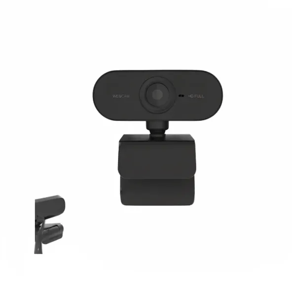 Webcam USB noire avec micro intégré pour appels vidéo, Zoom, Teams et streaming