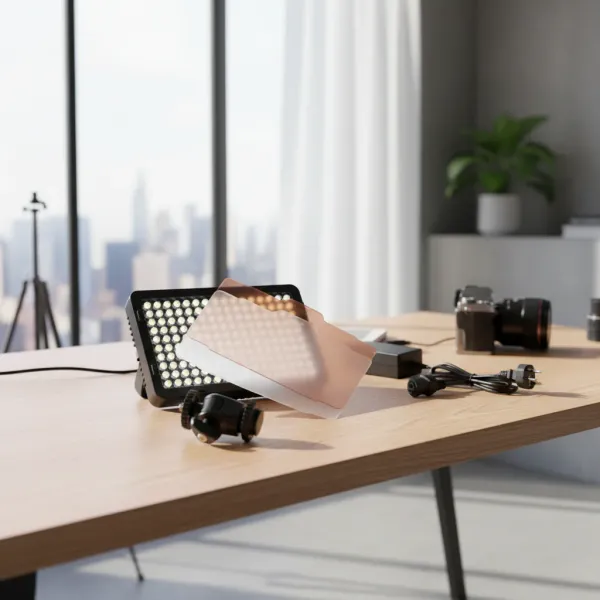 Camera HD 176 LED video light lamp 11W 1320LM bi-color dimmable by SETTO on desk