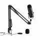 Haomuren Professional USB Streaming Podcast Microphone Kit avec bras articulé et filtre anti-vent noir