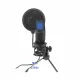 Microphone USB à condensateur RVB pour podcast, streaming et jeu Microphone USB à condensateur avec éclairage RVB bleu, monté sur support de bureau avec filtre anti-pop