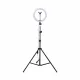 Ring Light RGB 8 à 10 pouces avec trépied ajustable et support smartphone Ring Light RGB 10 pouces avec trépied noir et support smartphone intégré
