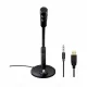 Microphone USB pour streaming, podcasting, jeux sur PC et Mac Microphone USB noir pour ordinateur de bureau avec pied et connecteurs jack et USB