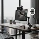 Magic Arm 9 pouces avec Super Clamp MINIFOCUS fixé sur un bureau avec caméra et anneau lumineux